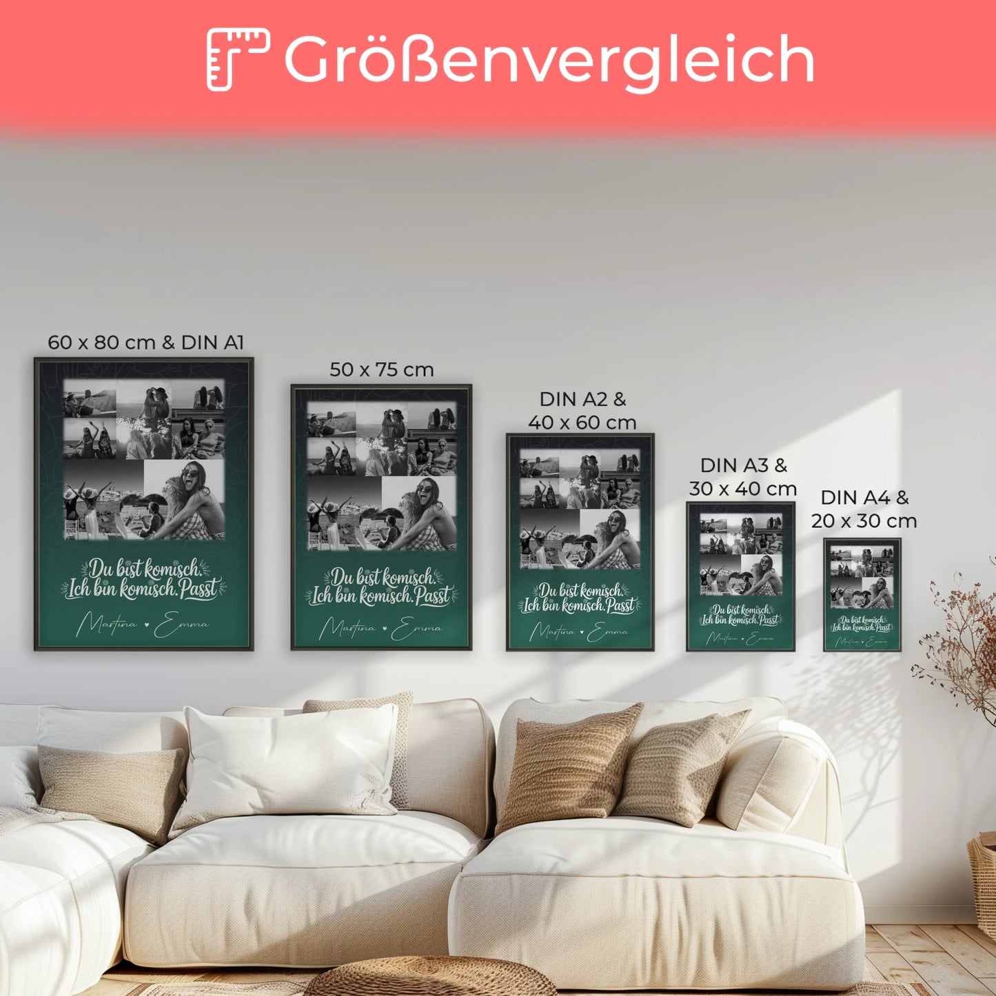 Poster Personalisiert Freundinnen 8 Fotos und 1 Herz Foto Life doesnt come with a manual
