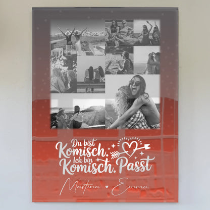 Personalisierte Geschenkidee für beste Freundin mit 9 Fotos Superheldin ohne Umhang Poster Leinwand Tasse