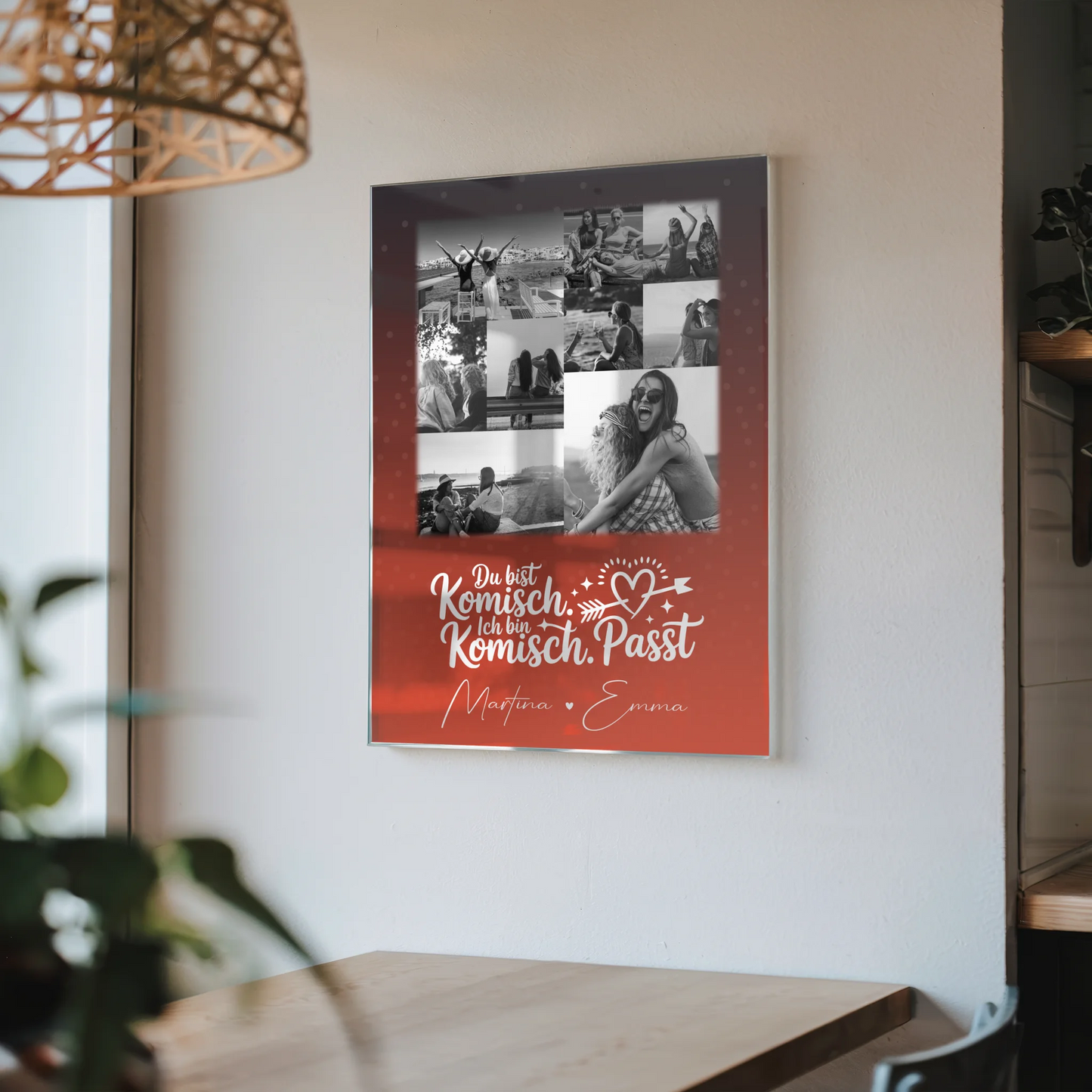 Personalisierte Geschenkidee für beste Freundin mit 9 Fotos Superheldin ohne Umhang Poster Leinwand Tasse