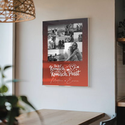 Personalisierte Geschenkidee für beste Freundin mit 9 Fotos Superheldin ohne Umhang Poster Leinwand Tasse