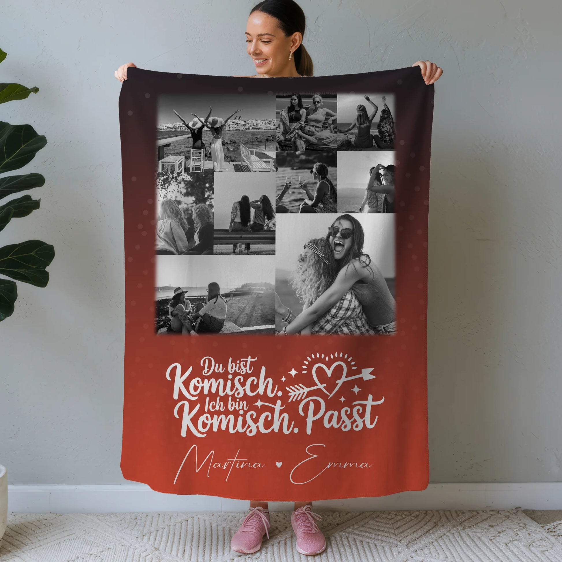 Personalisierte Decke beste Freundin mit 9 Fotos Superheldin ohne Umhang Geschenkidee 1