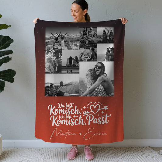 Personalisierte Decke beste Freundin mit 9 Fotos Superheldin ohne Umhang Geschenkidee 1