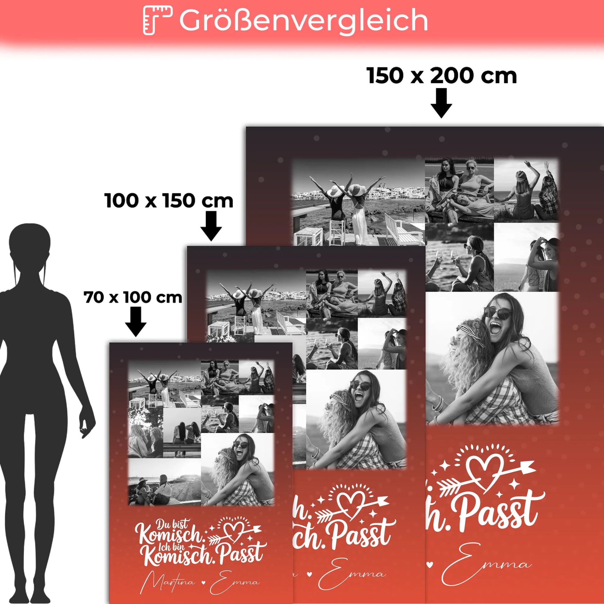 Personalisierte Decke beste Freundin mit 9 Fotos Superheldin ohne Umhang Geschenkidee 5
