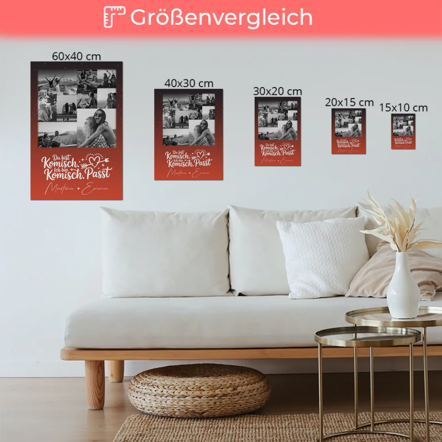 Personalisierte Fotoboard beste Freundin mit 9 Fotos Superheldin ohne Umhang Geschenk