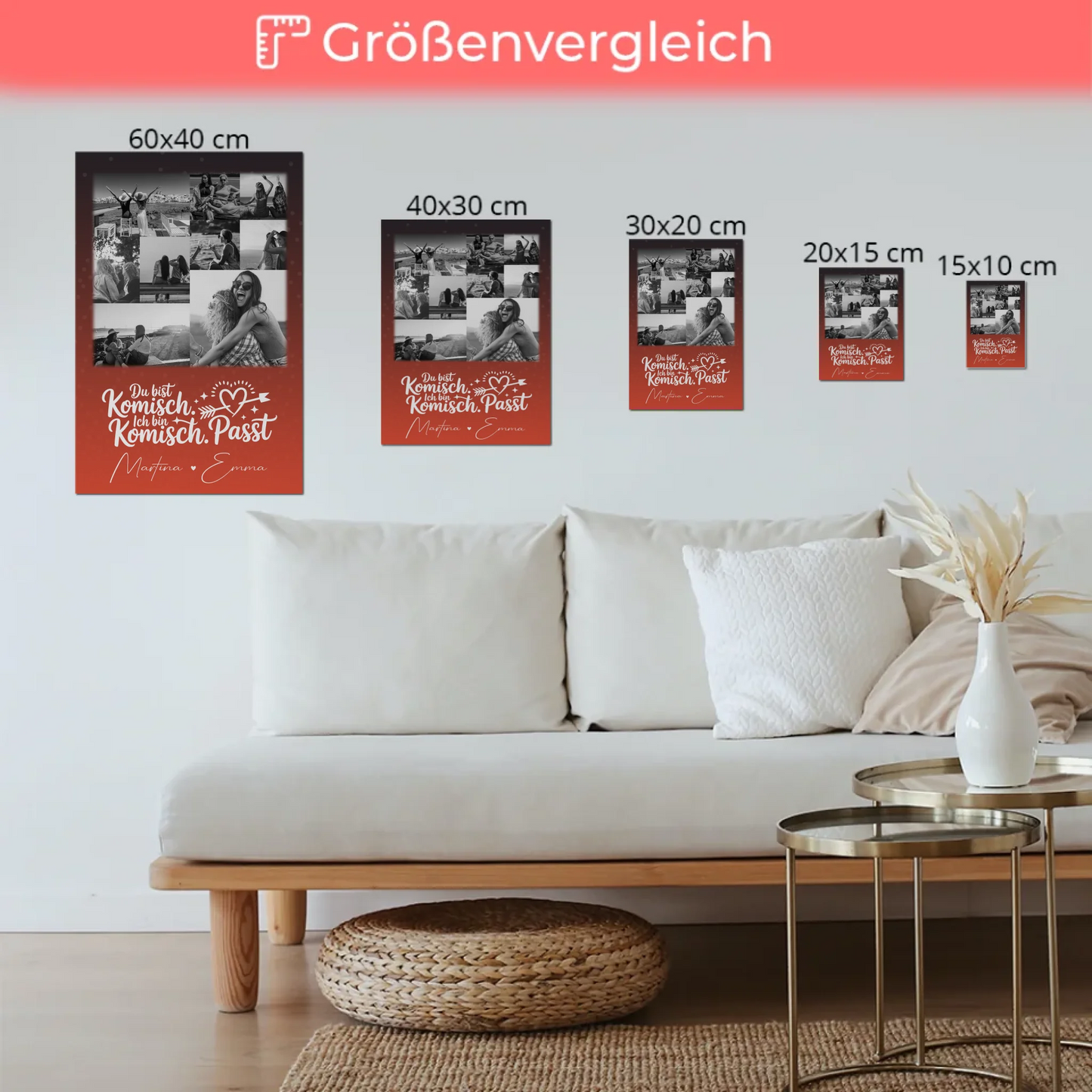 Personalisierte Fotoboard beste Freundin mit 9 Fotos Superheldin ohne Umhang Geschenk