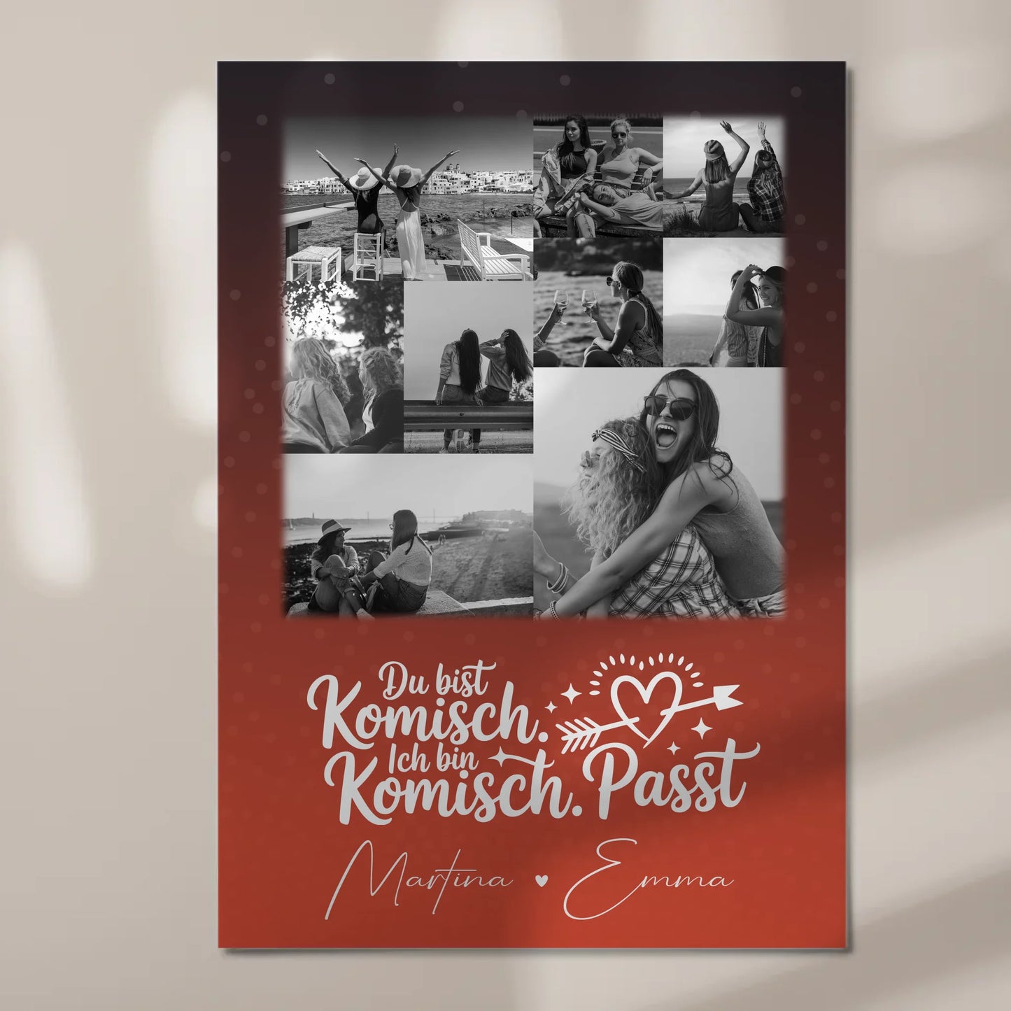 Personalisierte Fotoboard beste Freundin mit 9 Fotos Superheldin ohne Umhang Geschenk