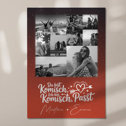 Personalisierte Fotoboard beste Freundin mit 9 Fotos Superheldin ohne Umhang Geschenk