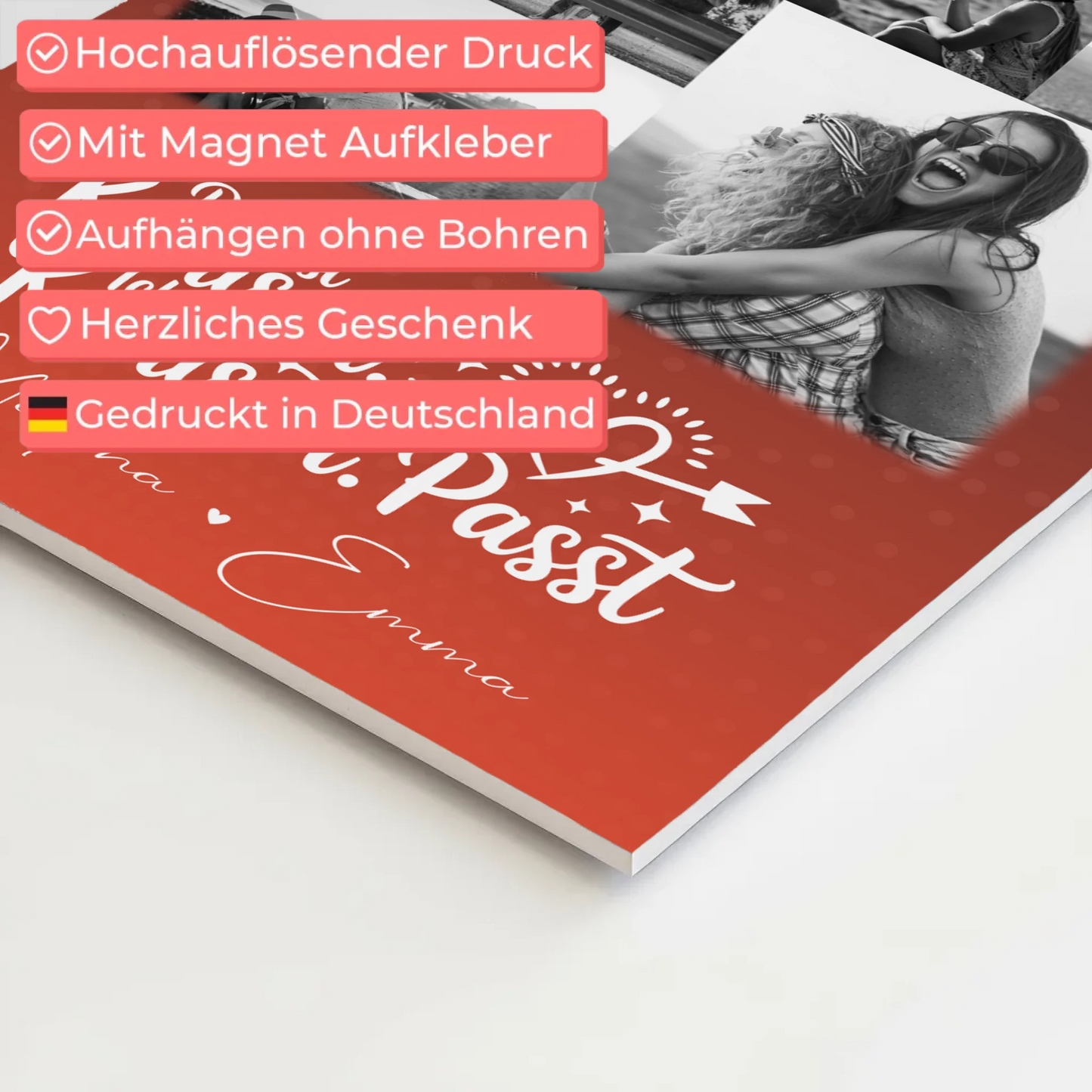 Personalisierte Fotoboard beste Freundin mit 9 Fotos Superheldin ohne Umhang Geschenk