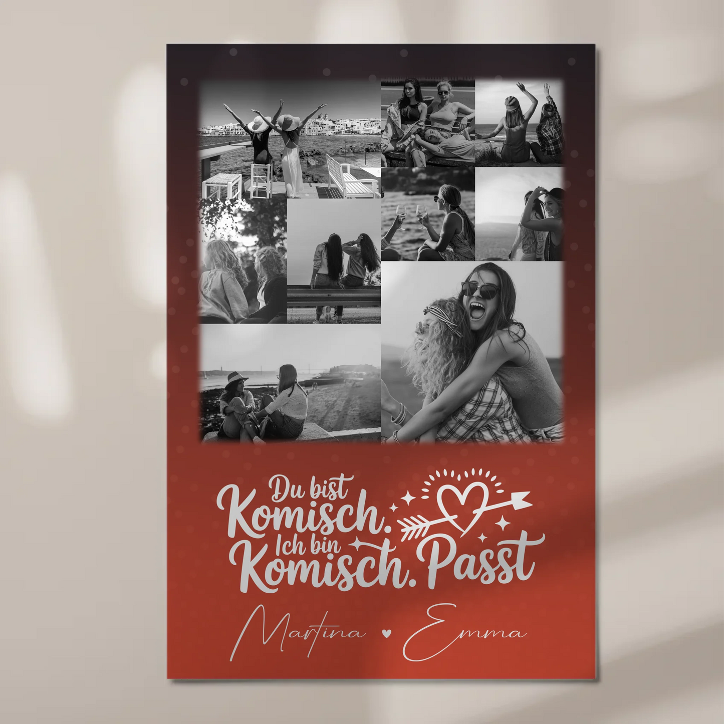 Personalisierte Fotoboard beste Freundin mit 9 Fotos Superheldin ohne Umhang Geschenk