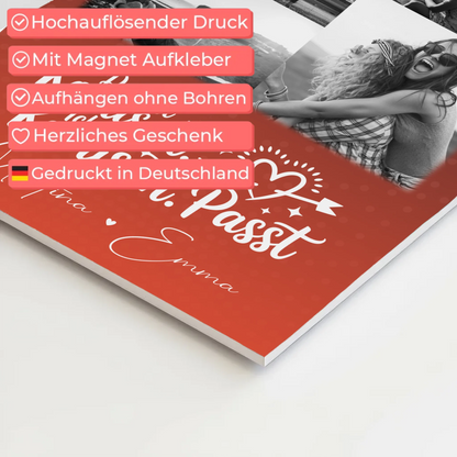 Personalisierte Fotoboard beste Freundin mit 9 Fotos Superheldin ohne Umhang Geschenk