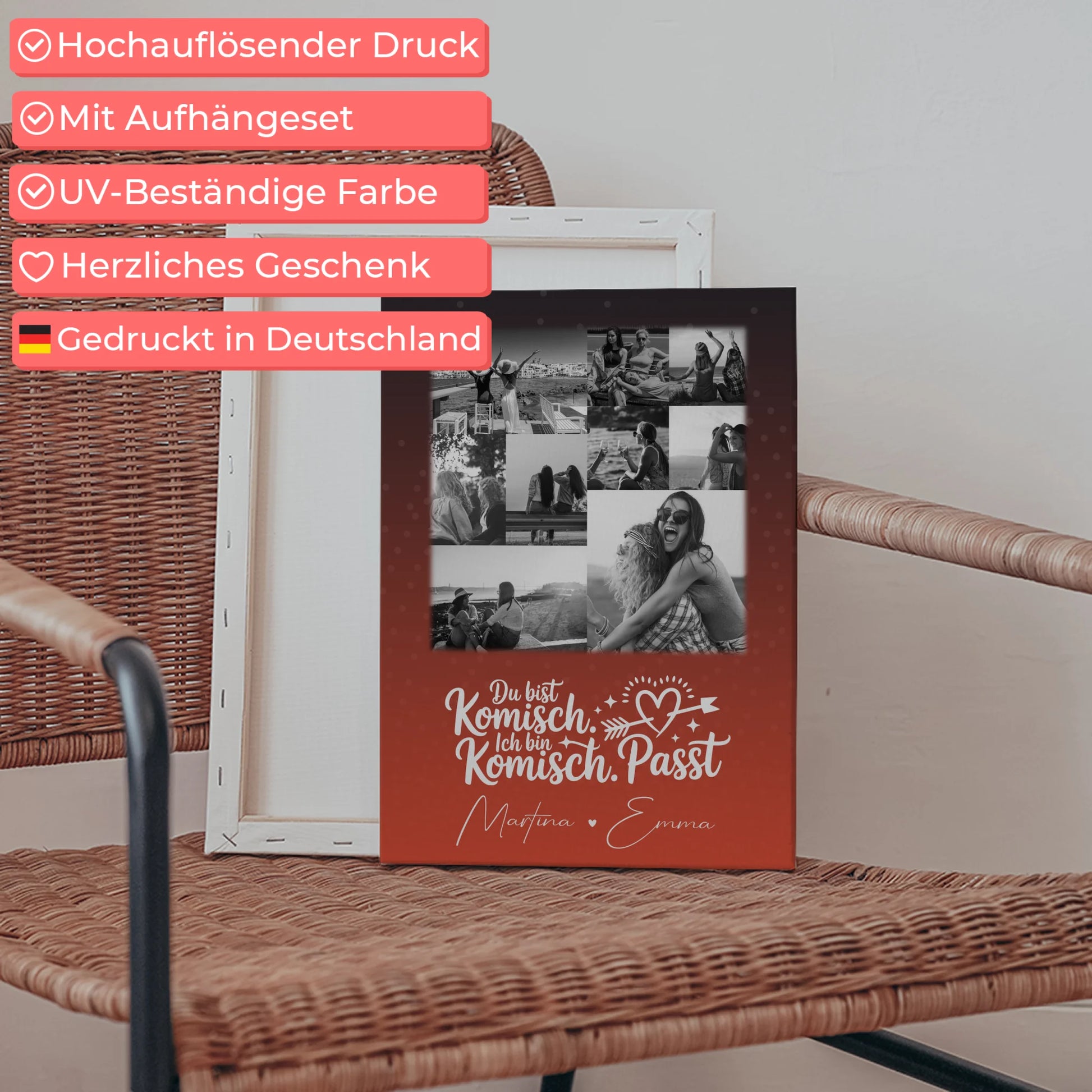 Personalisierte Leinwand beste Freundin mit 9 Fotos Superheldin ohne Umhang Geschenk 5