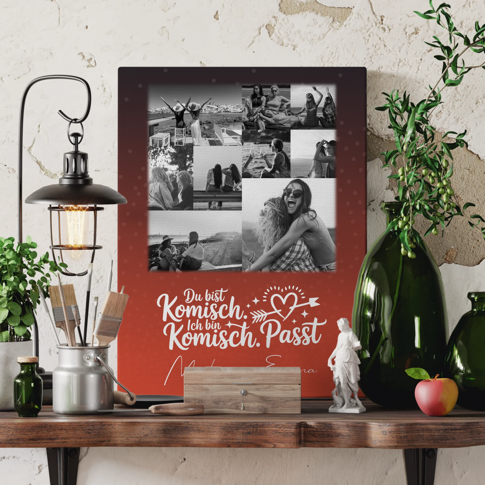 Personalisierte Leinwand beste Freundin mit 9 Fotos Superheldin ohne Umhang Geschenk 3