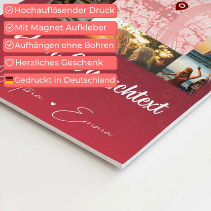 Freundinnen Bild Personalisiert Fotoboard mit 10 Fotos Wunschtext und Karte in der Mitte 4