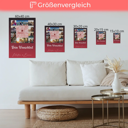 Freundinnen Bild Personalisiert Fotoboard mit 10 Fotos Wunschtext und Karte in der Mitte 6