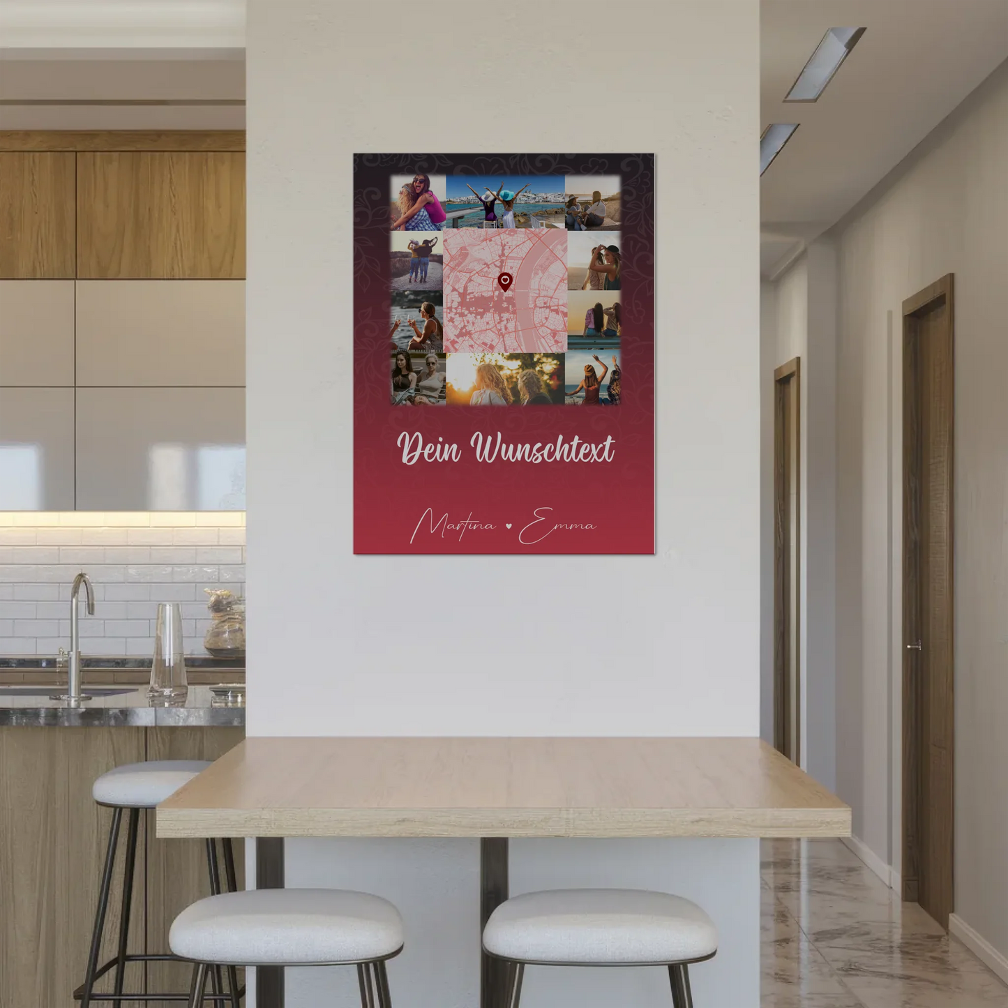 Freundinnen Bild Personalisiert Fotoboard mit 10 Fotos Wunschtext und Karte in der Mitte 8