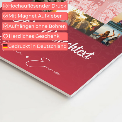 Freundinnen Bild Personalisiert Fotoboard mit 10 Fotos Wunschtext und Karte in der Mitte 10
