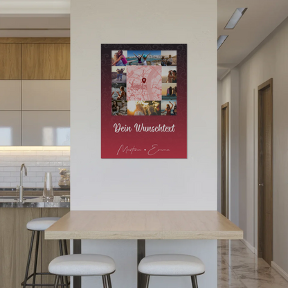 Freundinnen Bild Personalisiert Fotoboard mit 10 Fotos Wunschtext und Karte in der Mitte