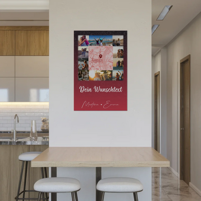 Freundinnen Bild Personalisiert Fotoboard mit 10 Fotos Wunschtext und Karte in der Mitte