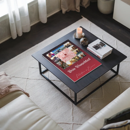 Freundinnen Bild Personalisiert Fotoboard mit 10 Fotos Wunschtext und Karte in der Mitte