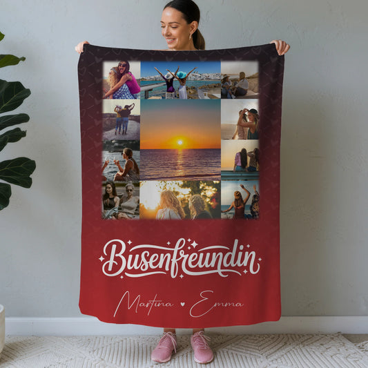 Personalisierte Decke Freundin mit 11 Fotos Für mich bist Du die Welt 1