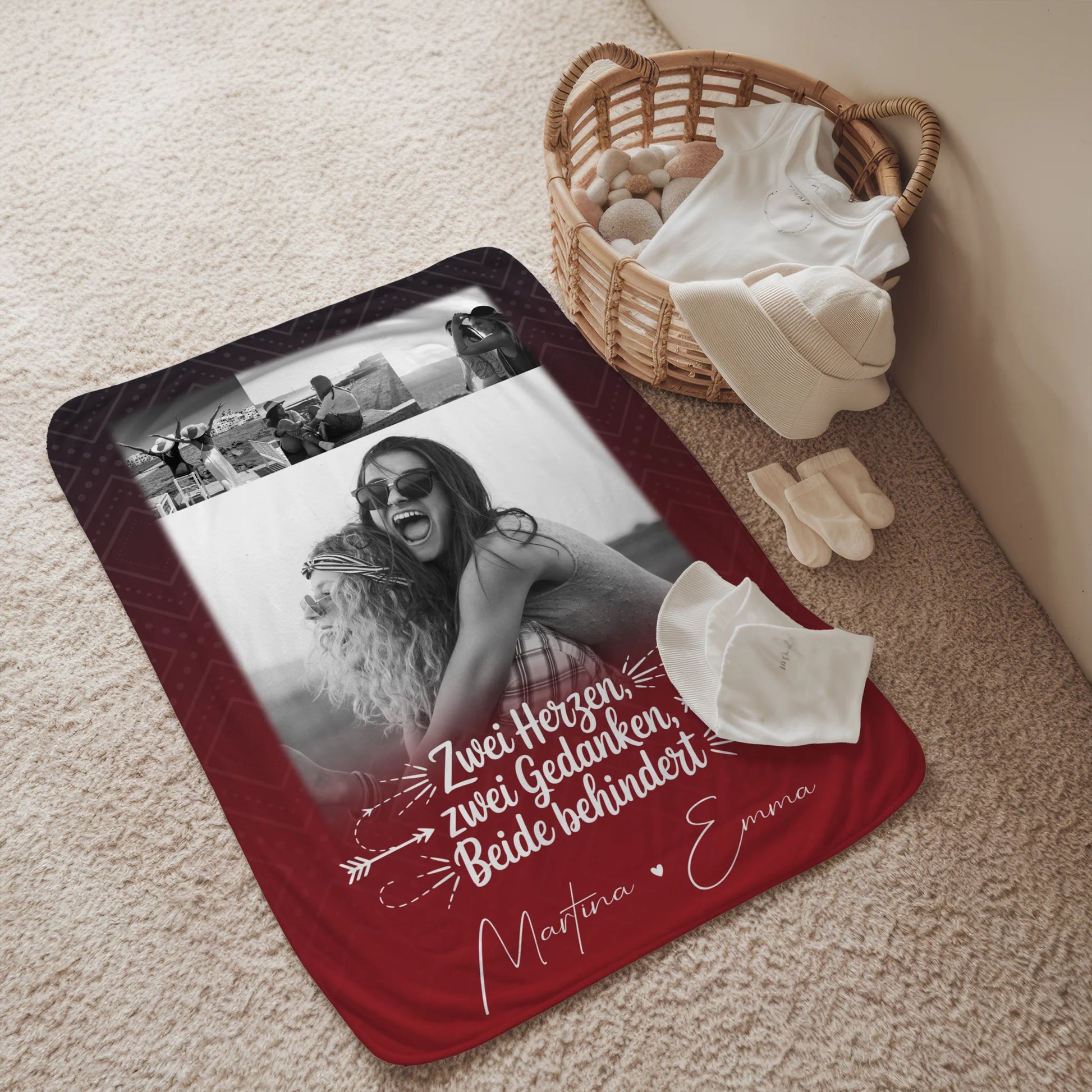 Personalisierte Decke für beste Freundin mit 4 Fotos Mütter sind wie Knöpfe Geschenk 2