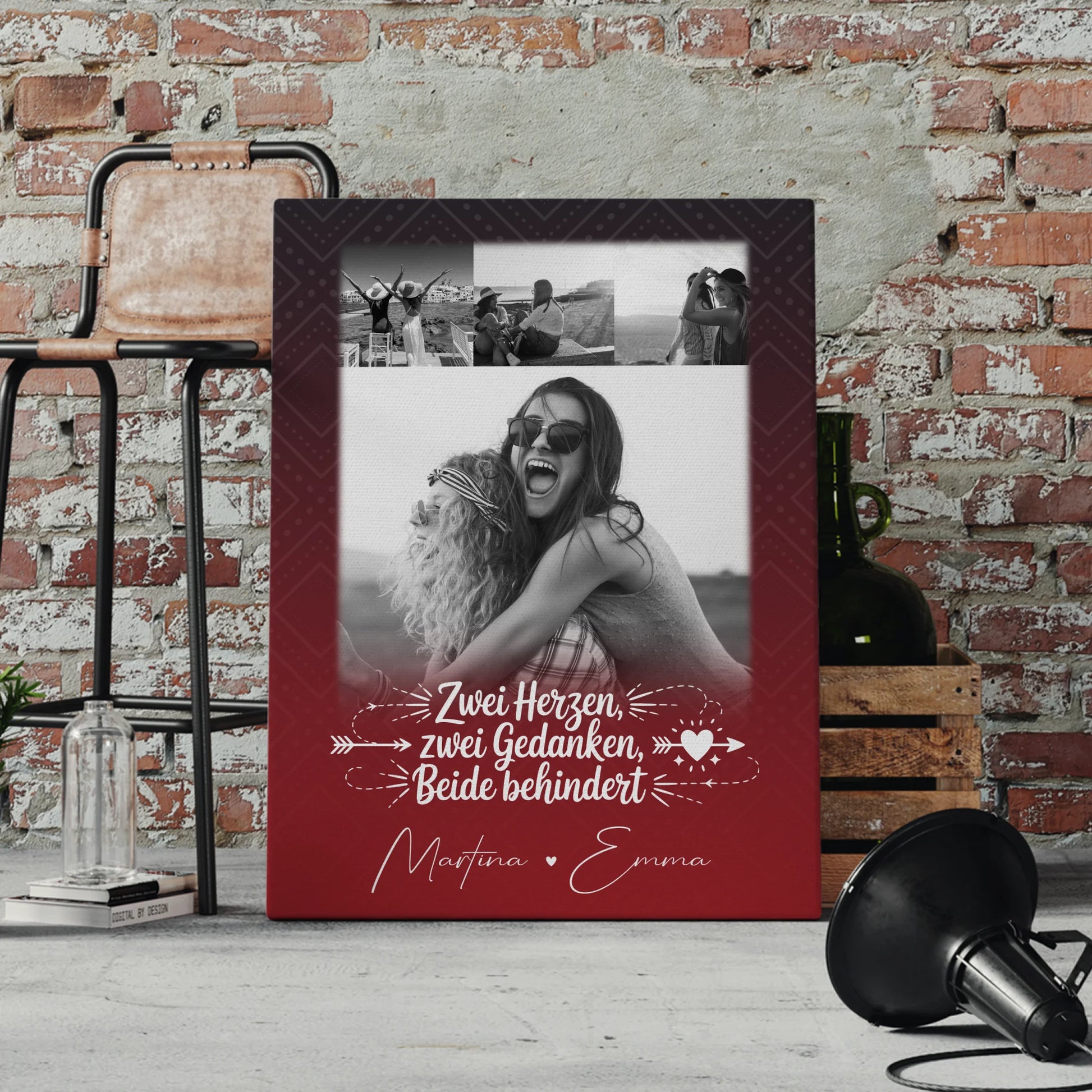 Personalisierte Leinwand Für Beste Freundin mit 4 Fotos Mütter Sind Wie Knöpfe Geschenk 4