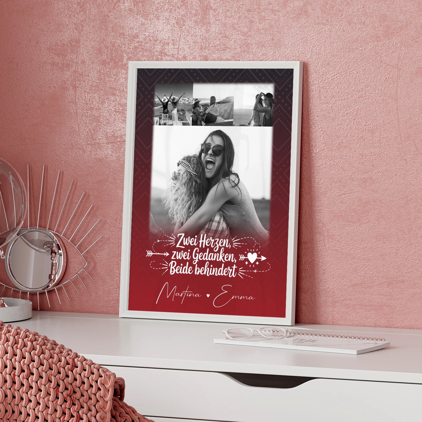 Poster Freundschaft Personalisiert Mütter sind wie Knöpfe Geschenk für Mama mit 4 Fotos