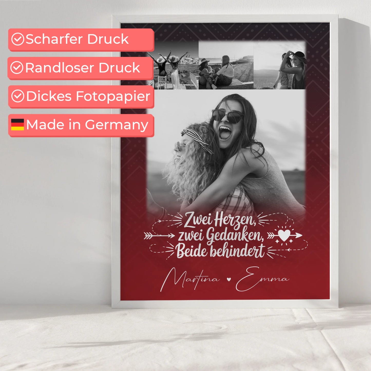 Poster Freundschaft Personalisiert Mütter sind wie Knöpfe Geschenk für Mama mit 4 Fotos