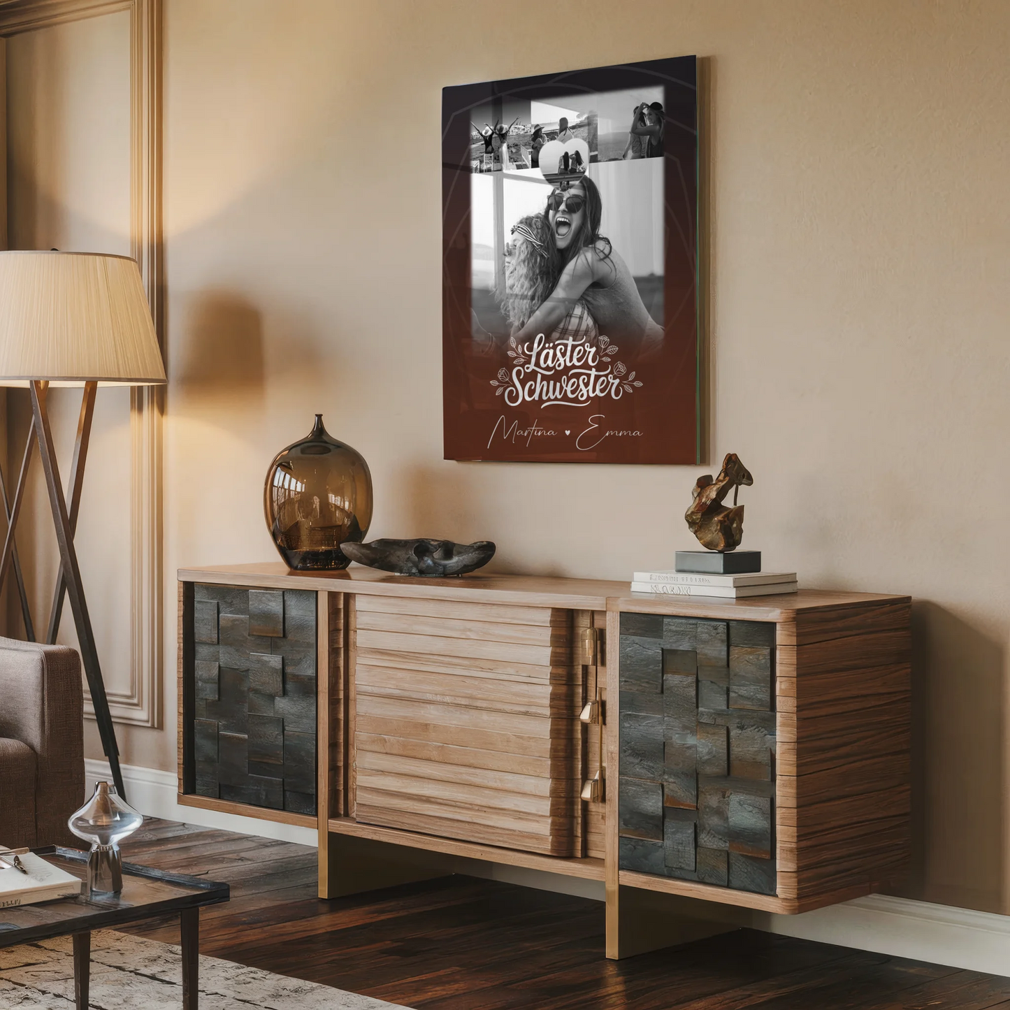 Personalisierte Geschenkidee für beste Freundin mit 4 Fotos und kleinem Herz Danke Mama für alles