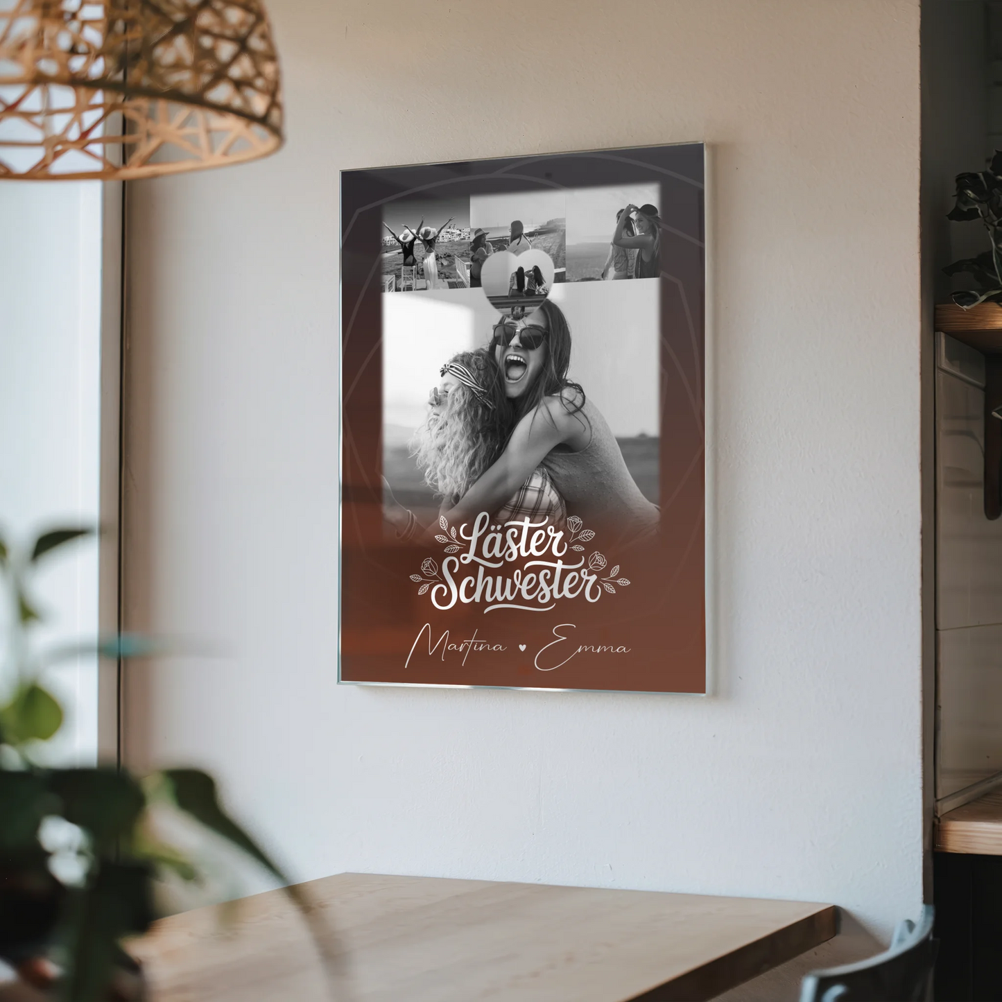 Personalisierte Geschenkidee für beste Freundin mit 4 Fotos und kleinem Herz Danke Mama für alles
