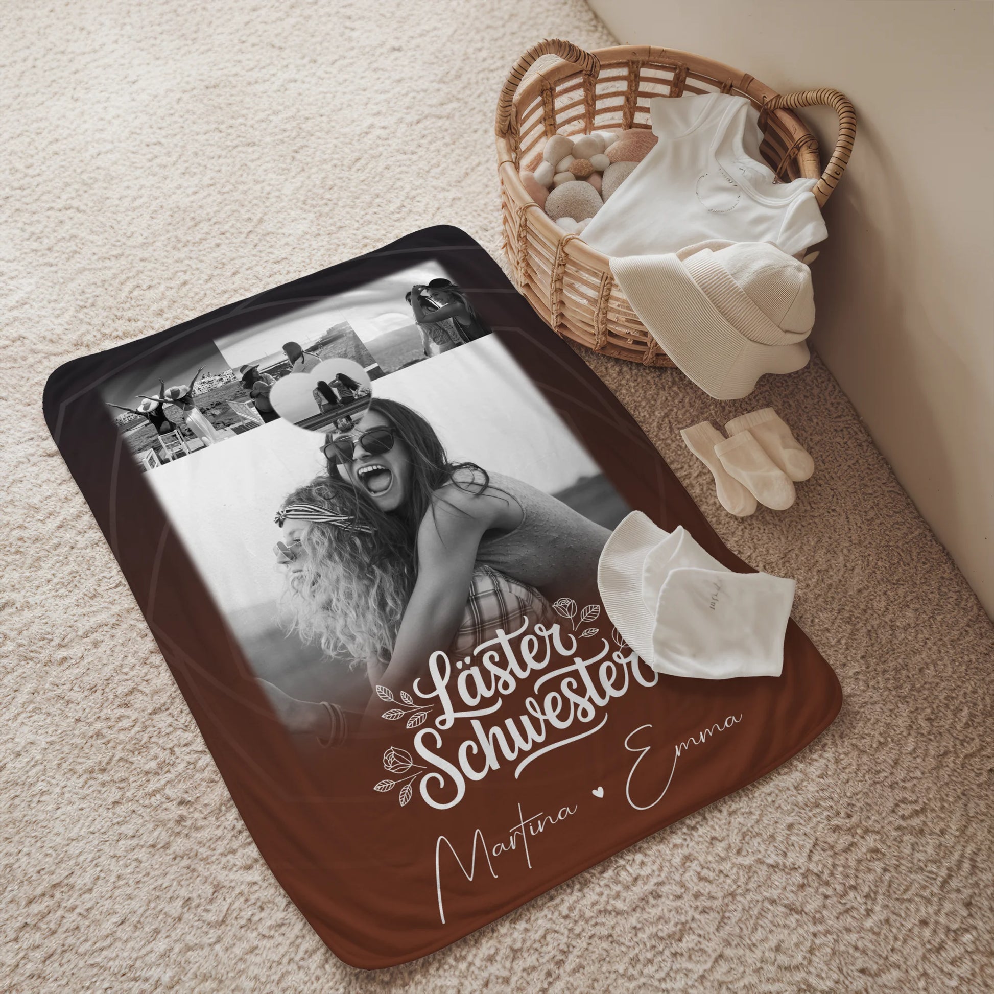 Decke Mit Namen 4 Fotos und 1 Kleines Herz Foto Danke Mama für alles personalisiertes Geschenk 2