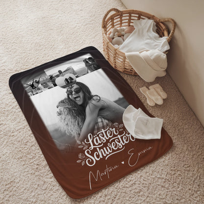 Decke Mit Namen 4 Fotos und 1 Kleines Herz Foto Danke Mama für alles personalisiertes Geschenk 2