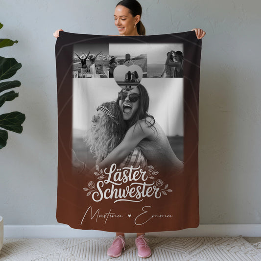 Decke Mit Namen 4 Fotos und 1 Kleines Herz Foto Danke Mama für alles personalisiertes Geschenk 1