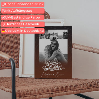 Beste Freundinnen Leinwand mit 4 Fotos und kleinem Herz Foto Danke Mama für alles personalisiertes Geschenk 5