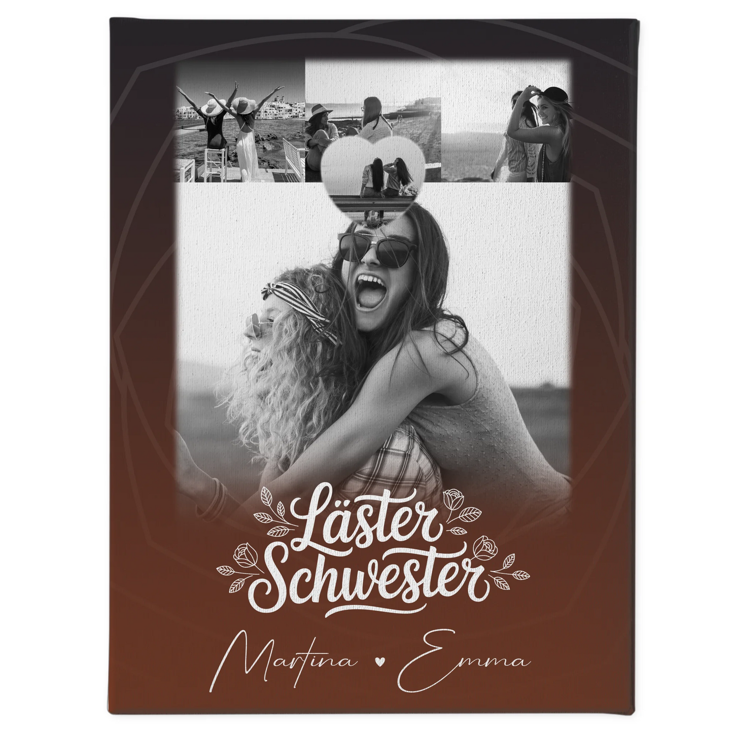 Beste Freundinnen Leinwand mit 4 Fotos und kleinem Herz Foto Danke Mama für alles personalisiertes Geschenk 1