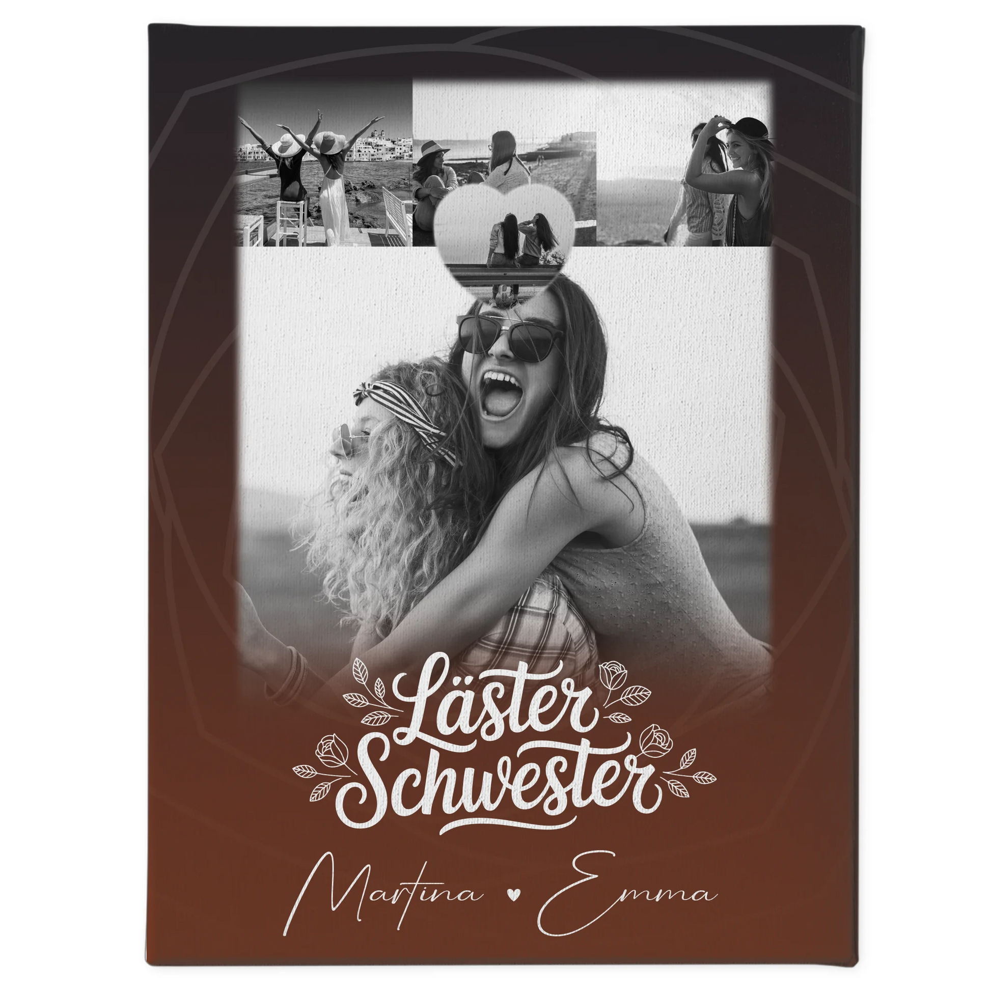 Beste Freundinnen Leinwand mit 4 Fotos und kleinem Herz Foto Danke Mama für alles personalisiertes Geschenk 1