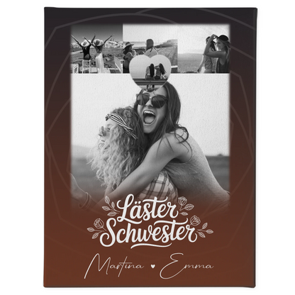 Beste Freundinnen Leinwand mit 4 Fotos und kleinem Herz Foto Danke Mama für alles personalisiertes Geschenk 1