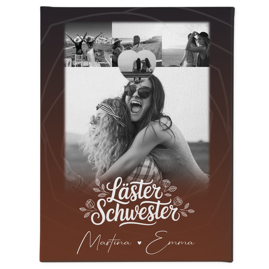 Beste Freundinnen Leinwand mit 4 Fotos und kleinem Herz Foto Danke Mama für alles personalisiertes Geschenk 1