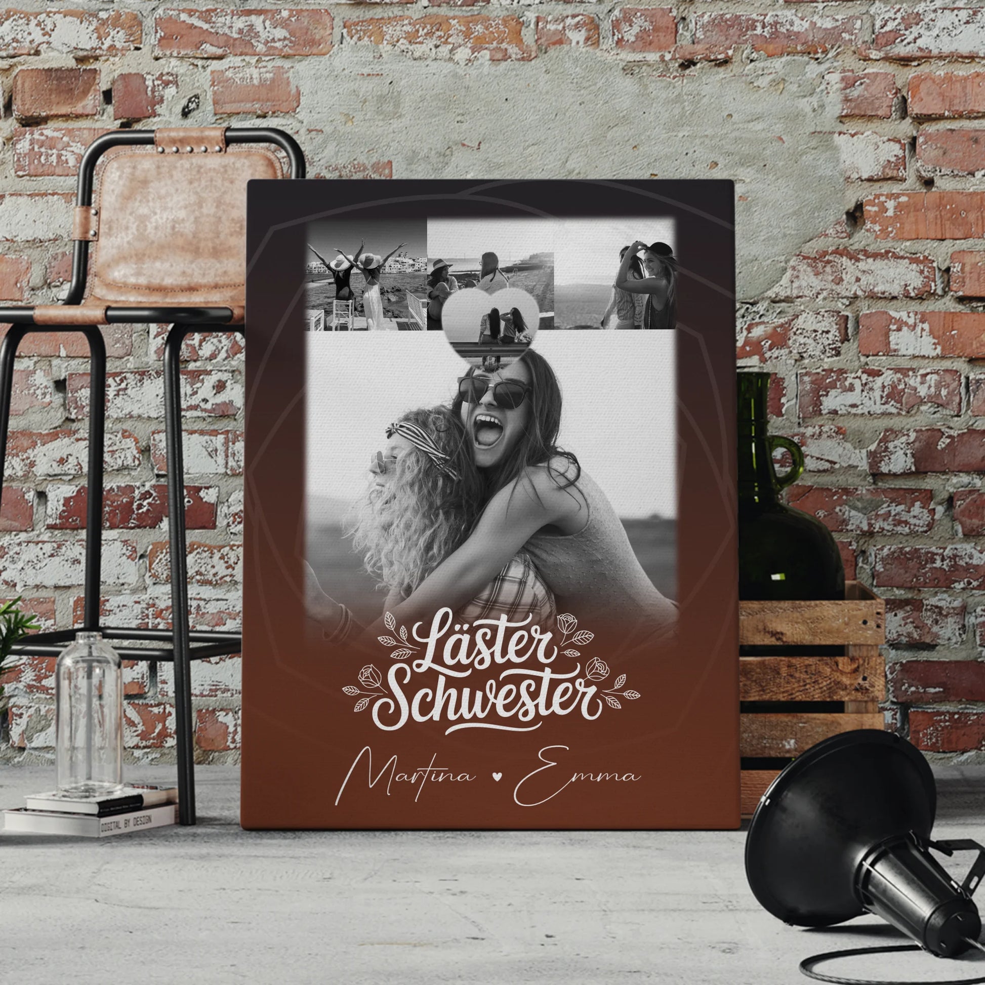 Beste Freundinnen Leinwand mit 4 Fotos und kleinem Herz Foto Danke Mama für alles personalisiertes Geschenk 4