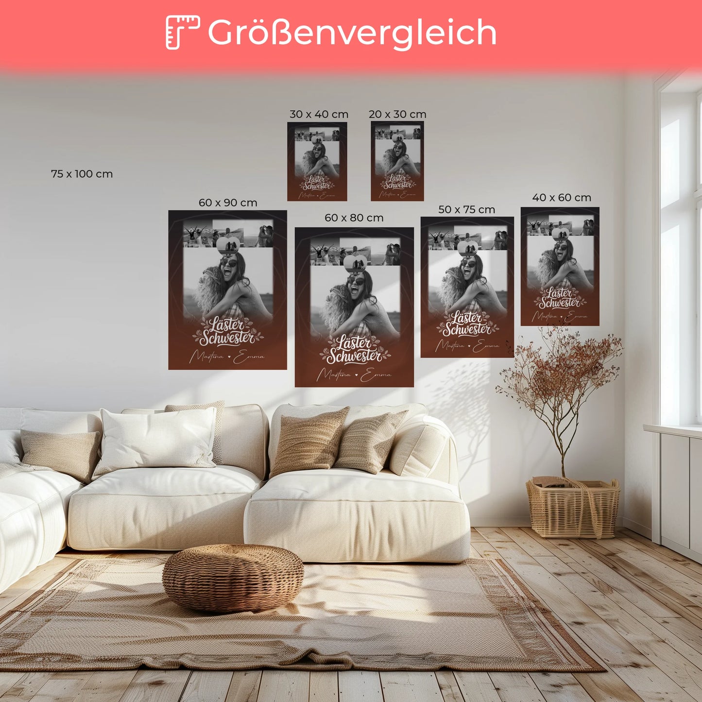 Beste Freundinnen Leinwand mit 4 Fotos und kleinem Herz Foto Danke Mama für alles personalisiertes Geschenk 6