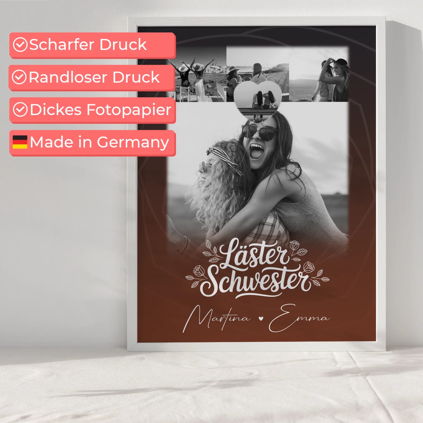 Poster beste Freundinnen Danke Mama für alles mit 4 Fotos und 1 Kleines Herz Foto