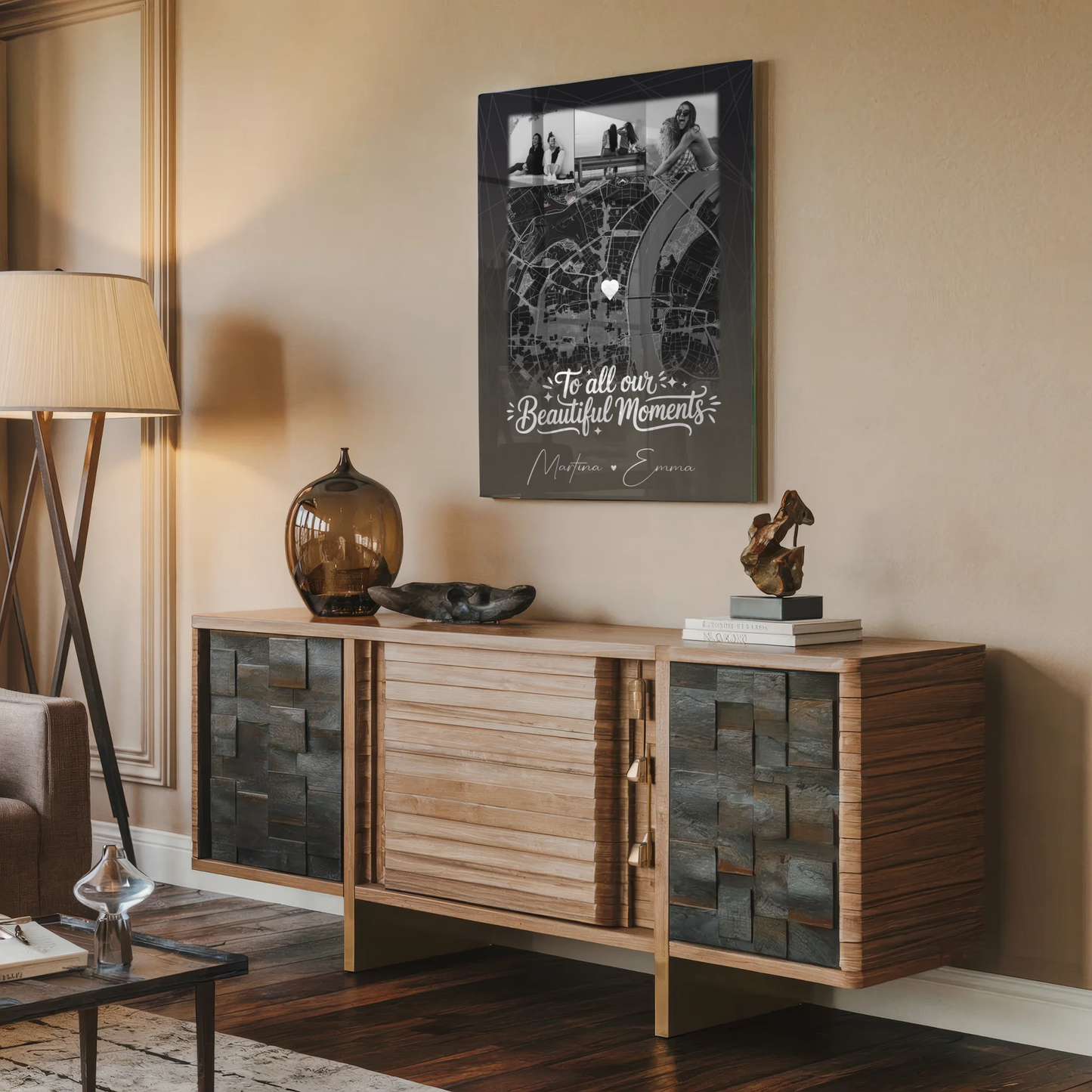 Personalisierte Geschenk beste Freundin mit 4 Fotos und Karte individuell gestaltet