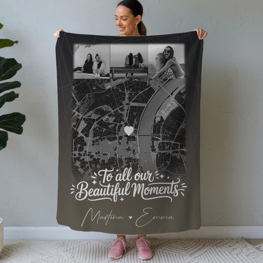 Decke beste Freundin mit 4 Fotos und Karte personalisiertes Geschenk 1