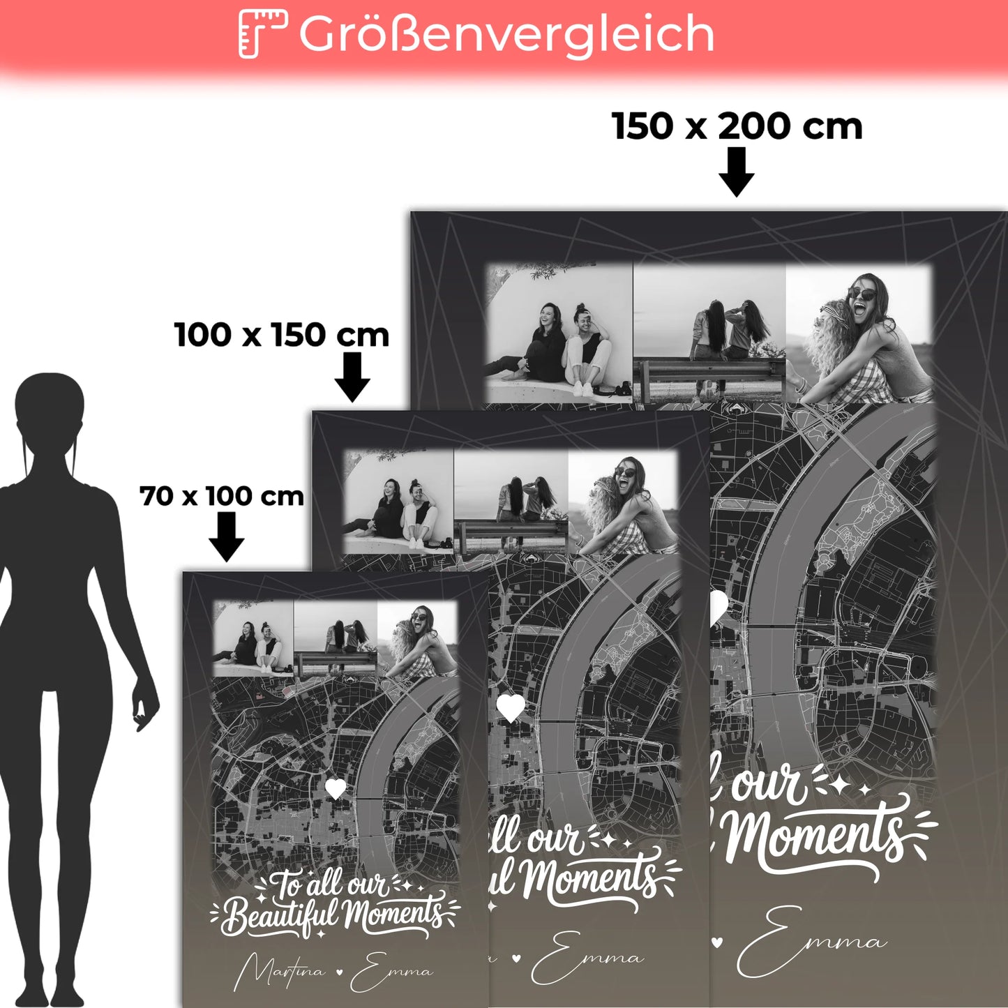 Decke beste Freundin mit 4 Fotos und Karte personalisiertes Geschenk 5