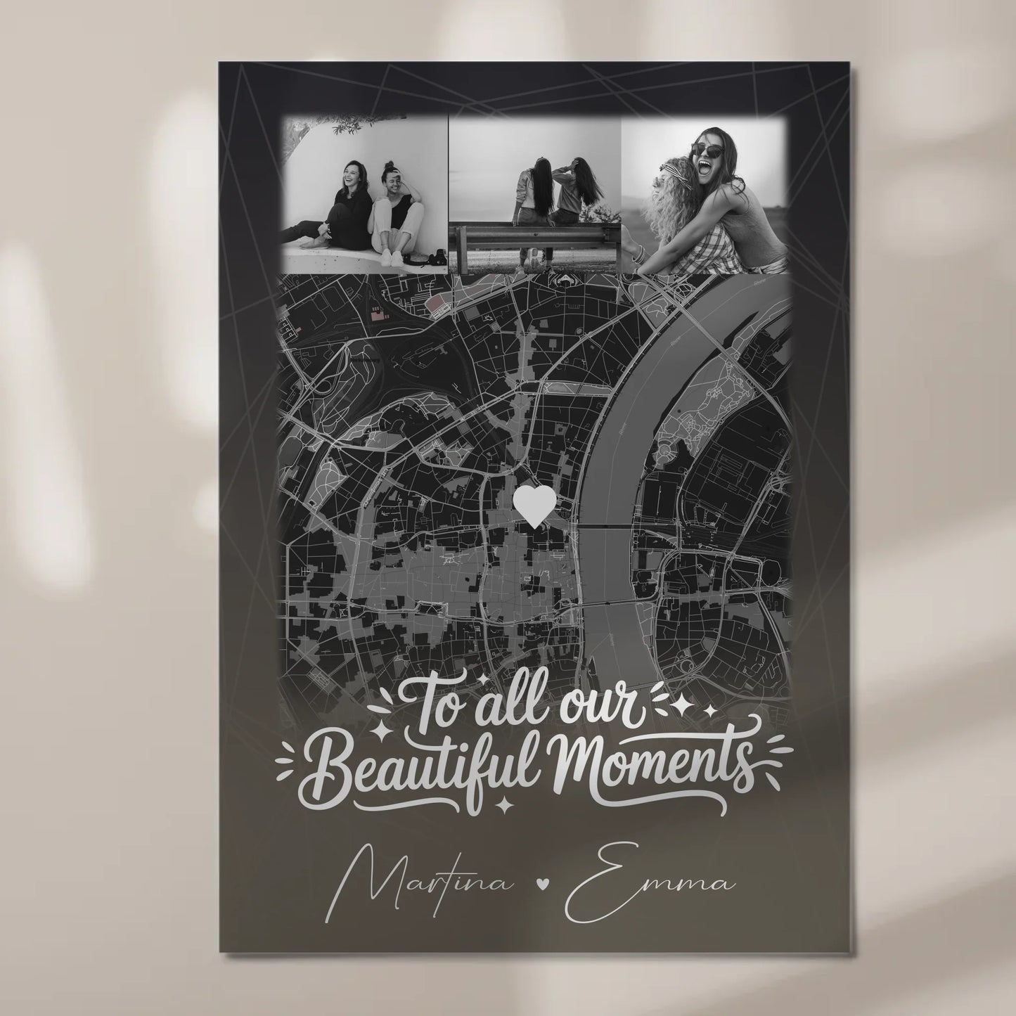 Fotoboard beste Freundinnen mit 4 Fotos und Karte personalisiertes Geschenk 7