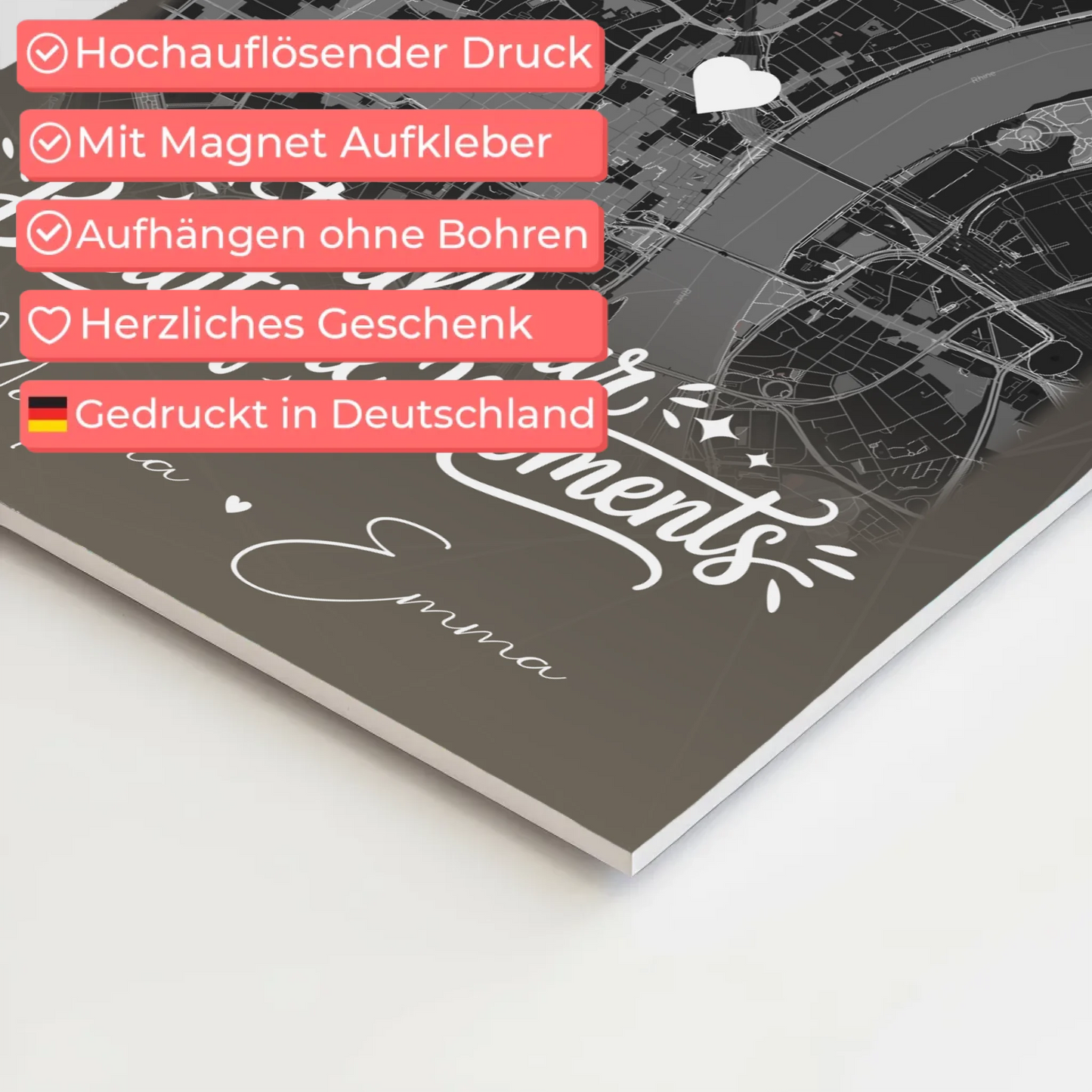 Fotoboard beste Freundinnen mit 4 Fotos und Karte personalisiertes Geschenk