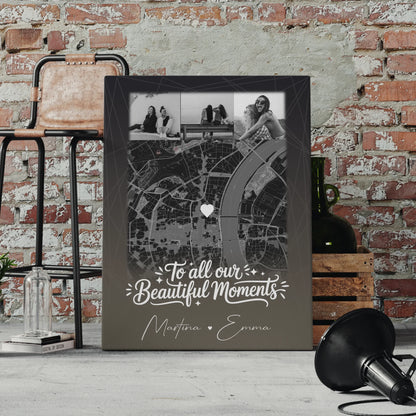 Personalisiertes Bild Beste Freundin Leinwand mit 4 Fotos und Karte 4