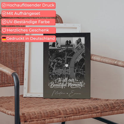 Personalisiertes Bild Beste Freundin Leinwand mit 4 Fotos und Karte 5