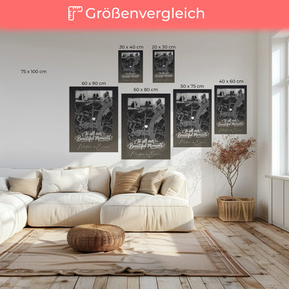 Personalisiertes Bild Beste Freundin Leinwand mit 4 Fotos und Karte 6
