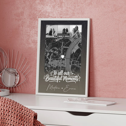 Beste Freundinnen Poster personalisiert mit 4 Fotos & Karte als Geschenk